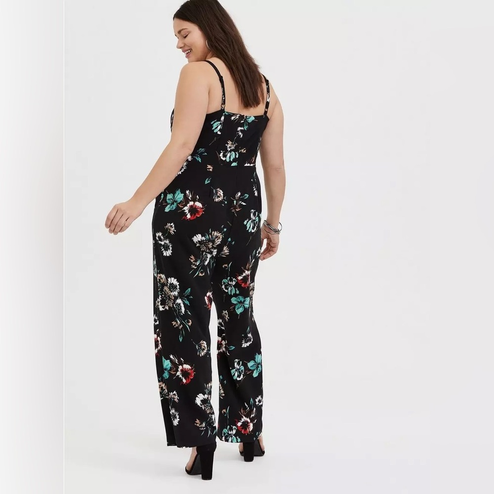 {28} Torrid Black Floral Wide Leg Jumpsuit